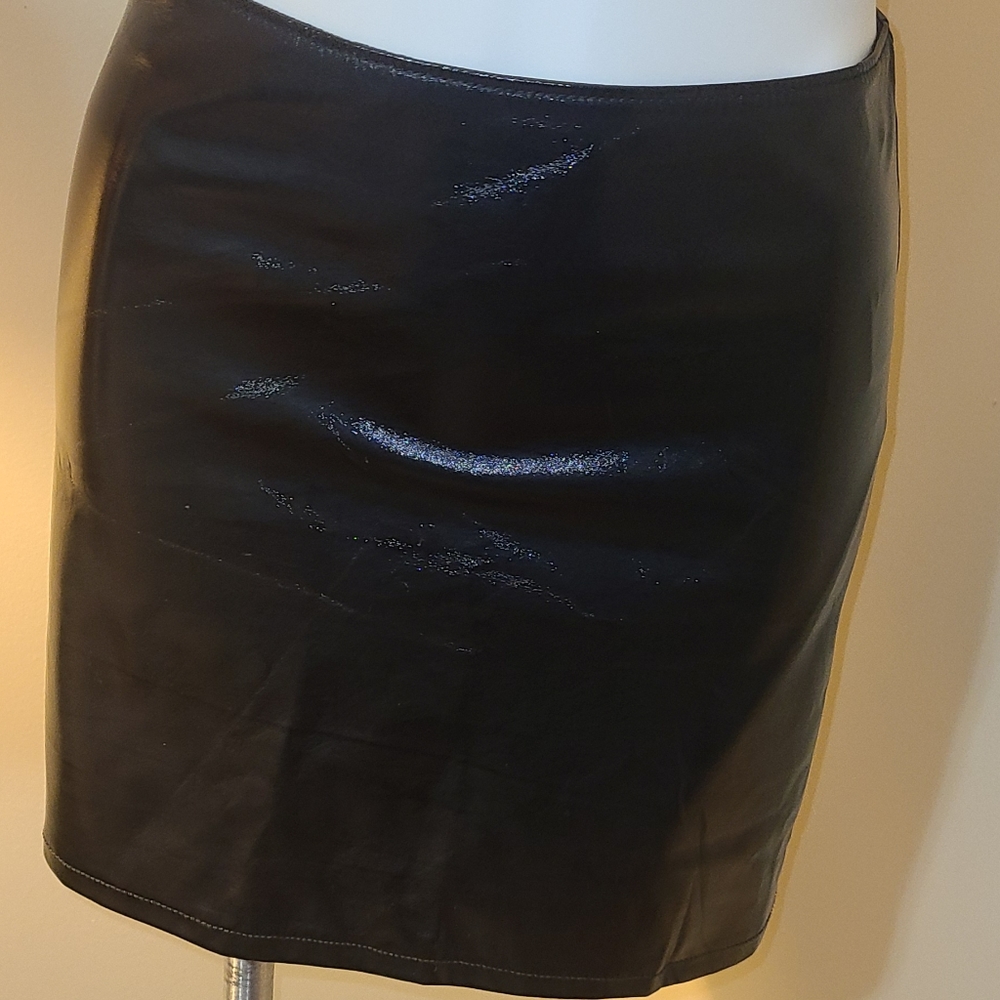 Express black leater like mini skirt.